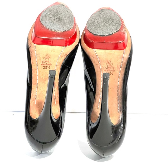 Alice + Olivia Stacey Bendet Black Patent Leather Pointy Platform Heel Pump Sz 8 - Picture 8 of 13